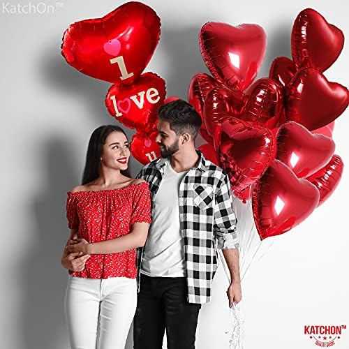Katchon, Xtralarge 12+1 בלונים בצורת לב - חבילה של 13 | 36 אינץ 'גדול, אדום אני אוהב אותך בלונים, קישוטים